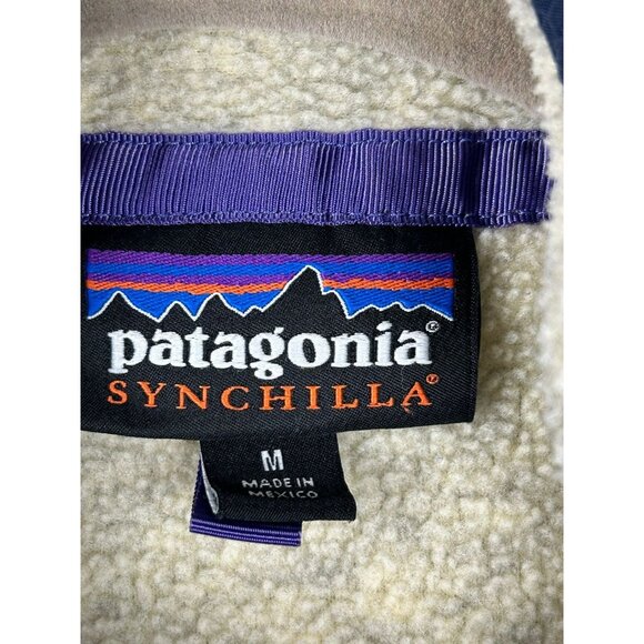 Patagonia Synchilla Men's Size Medium Fleece Jacket Pullover Beige - Picture 3 of 13